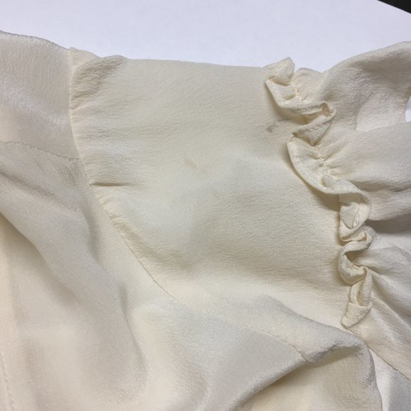 REBECCA TAYLOR Ivory Gray Silk Wool Blend Ruffle Short Sleeve Dress - Picture 15 of 15